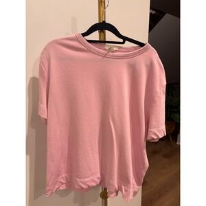 HM Womens Short Sleeve Sweatshirt Pink Crew Neck Relaxed Fit Size Large